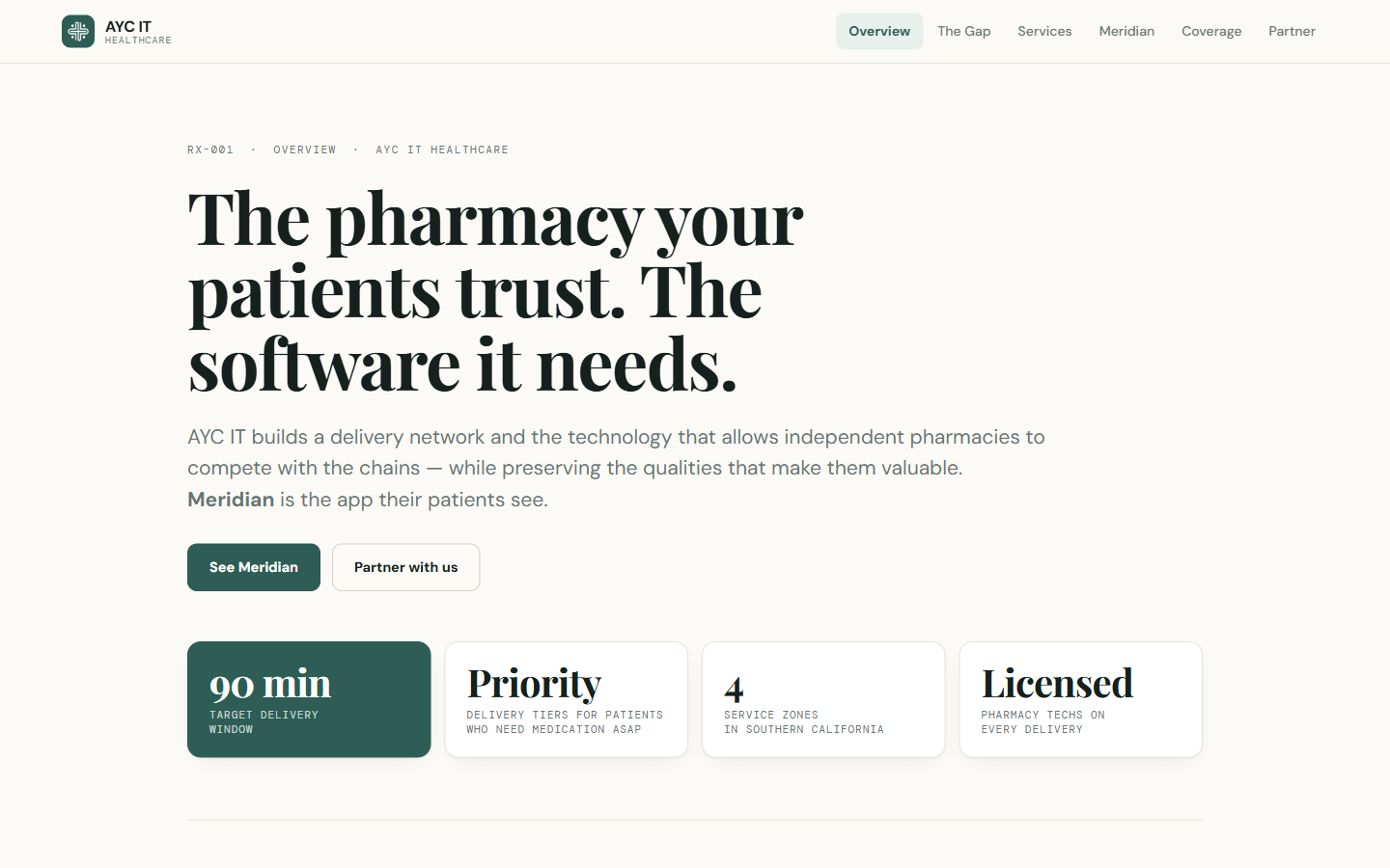 The AYC IT Healthcare home page on a desktop screen