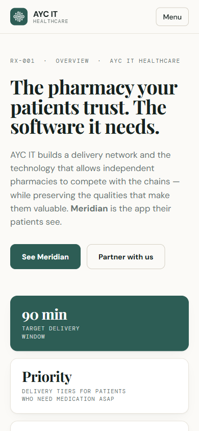 The same page on a phone